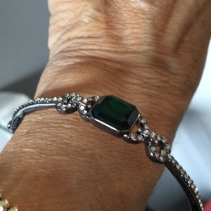 Badgley Mischka Jewelry - Stunner Badgley Mischka Emerald Pewter Pave Bracel Badgley Mischka Jewelry - Stunner Badgley Mischka Emerald Pewter Pave Bracel